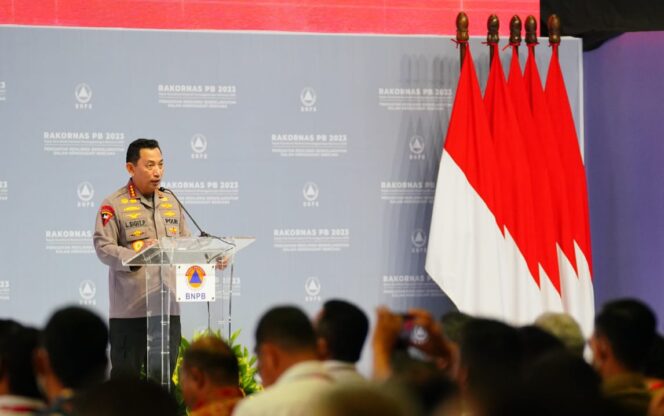 
 Kapolri Bicara Langkah Konkret Manajemen Risiko Bencana, Dalam Rakornas BNPB