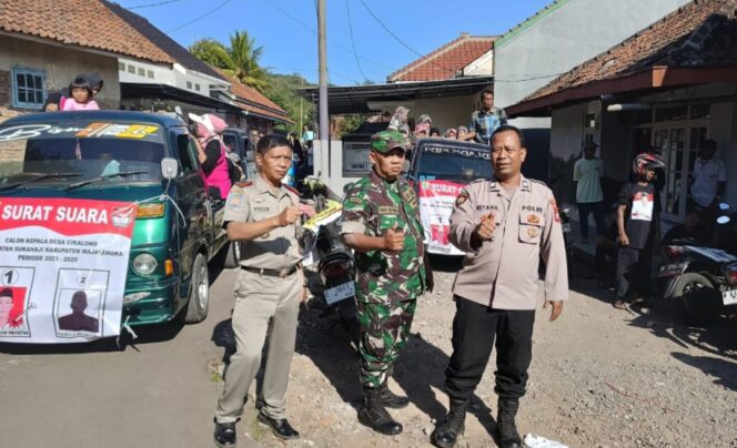 
 Sinergitas TNI-Polri,Polsek Bersama Koramil Sukahaji Monitoring dan Pengamanan Kampanye Pilkades