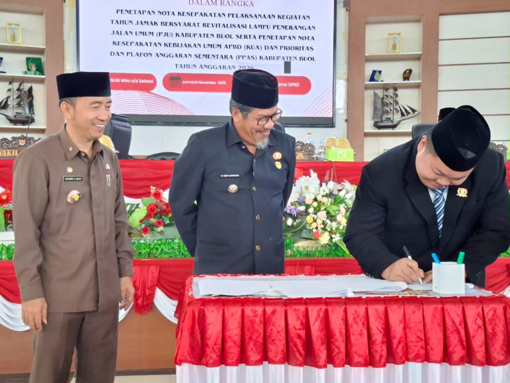 Rapat Paripurna DPRD Buol Sahkan Nota Kesepakatan KUA–PPAS APBD 2026 dan Kegiatn Tahun Jamak Program BUOL Terang
