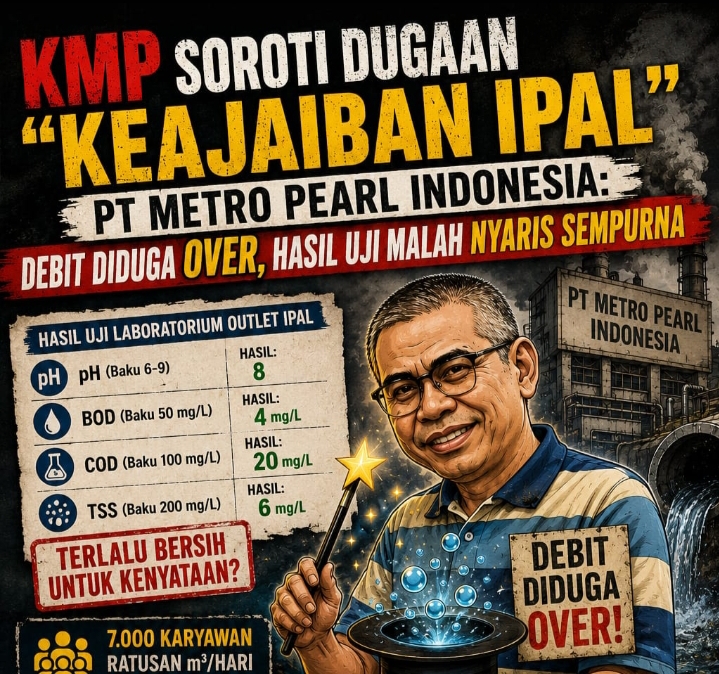 KMP Soroti Dugaan “Keajaiban IPAL” PT Metro Pearl Indonesia: Debit Diduga Over, Hasil Uji Malah Nyaris Sempurna