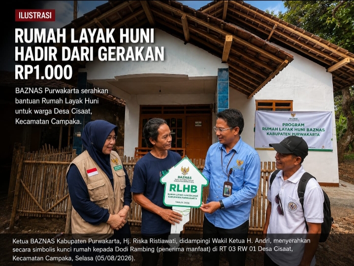 Dari Rp1.000 Jadi Rumah Layak Huni, BAZNAS Purwakarta Serahkan Bantuan Rehabilitasi di Cisaat