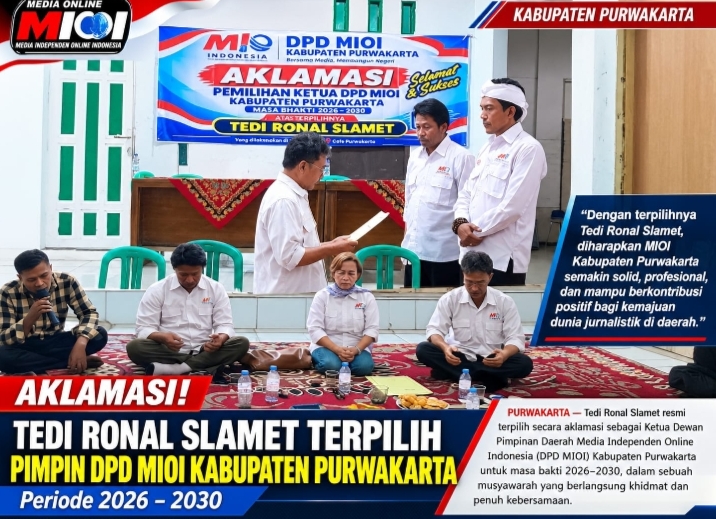Kongresda MIO Indonesia Kabupaten Purwakarta: Tedi Ronal Slamet Terpilih Aklamasi, Azhari Tekankan Peran Media Independen dalam Kontrol Sosial